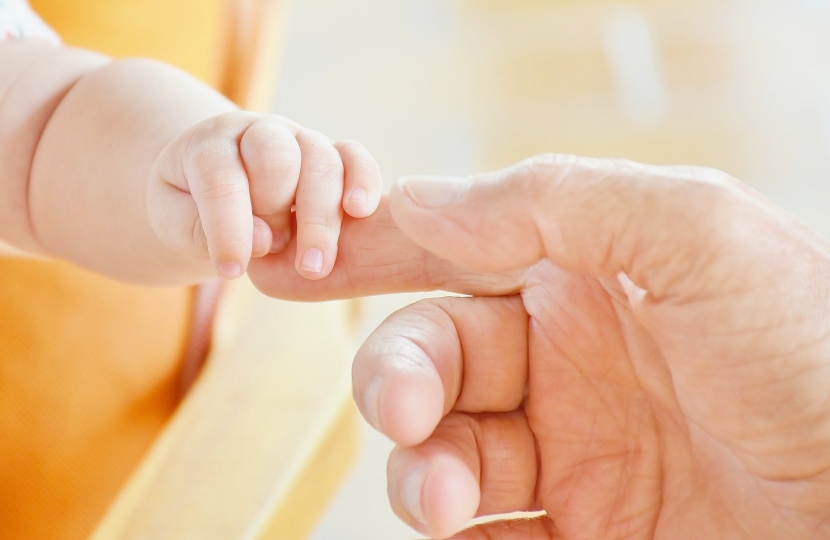 baby and parent hand