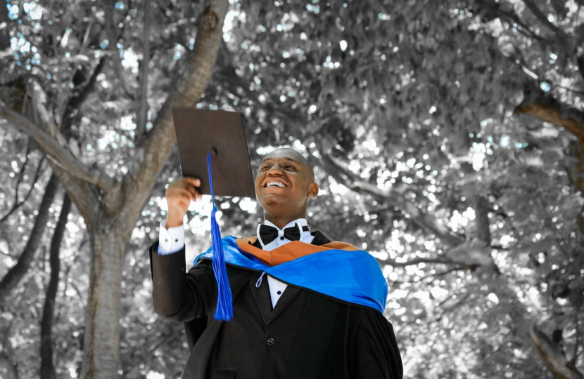 Graduate with mortarboard and gown. Image: Pixabay